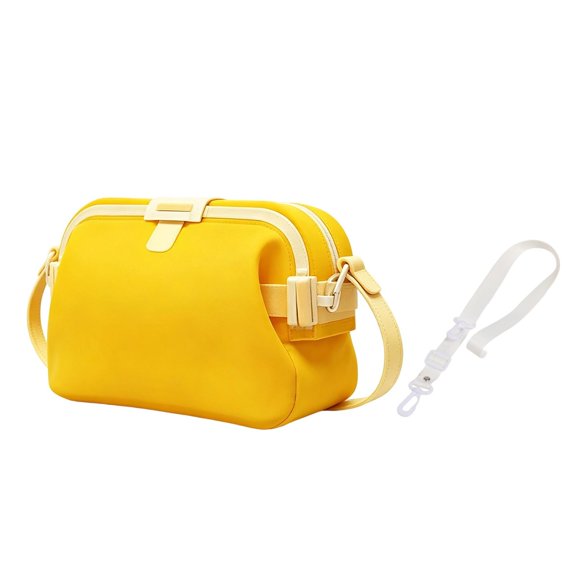 Silicone Crossbody Pouch With Adjustable Strap & Sealed Zipper Design For Pool Beach Swimming Travel Outdoor Use(Yellow-20X11Cm)