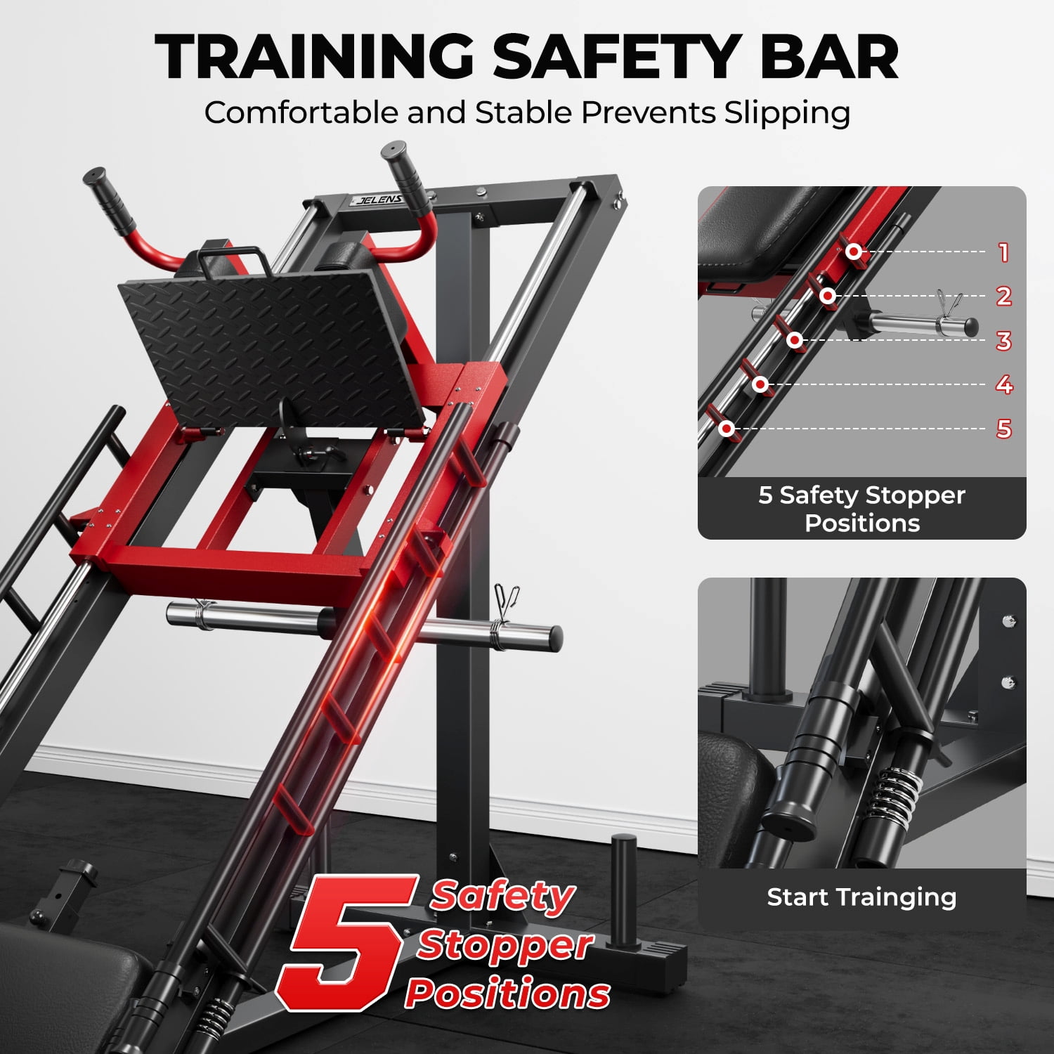 1100lb Leg Press Machine，Hack Squat Machine with linear bearings for Home Gym，with 100 LB Weight Plate workout equipment for Strength Training,Red