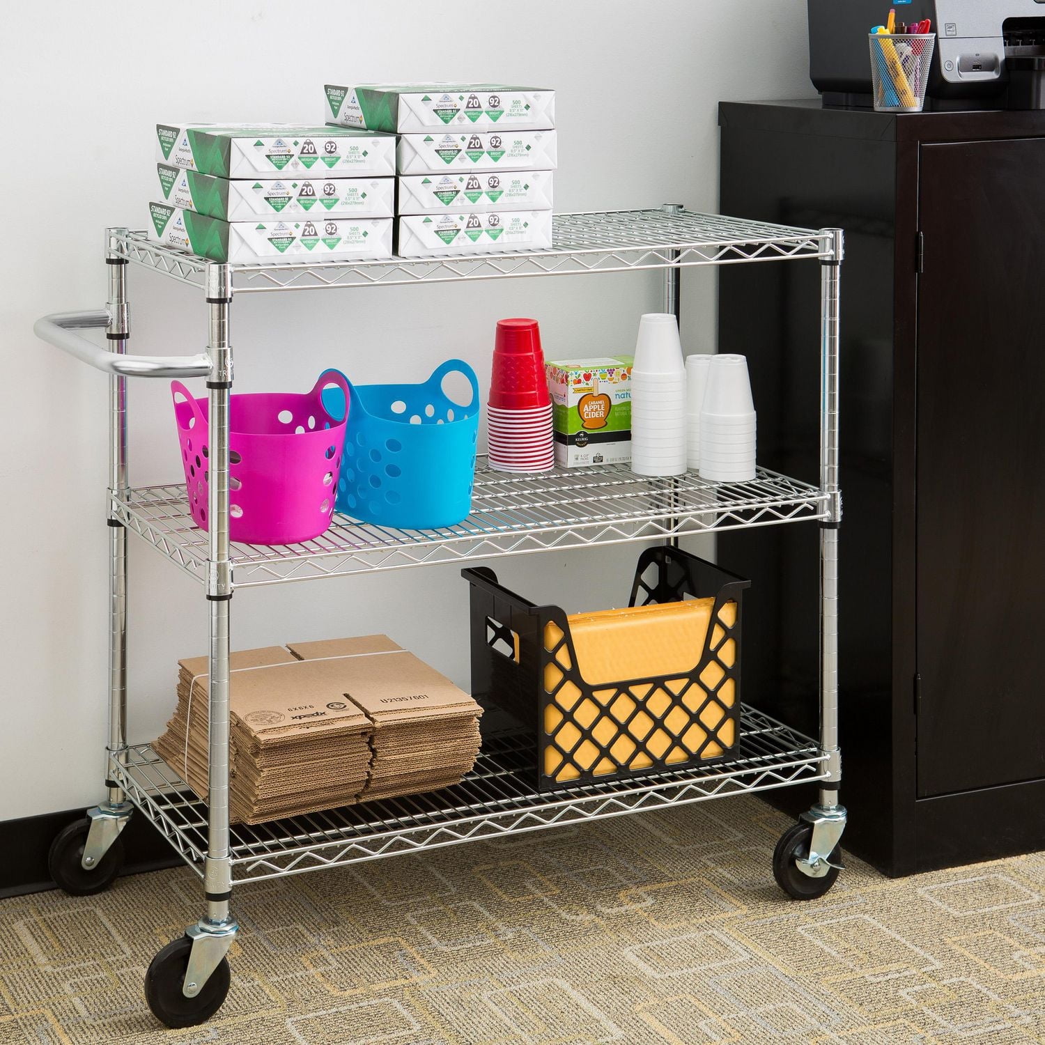 TRINITY EcoStorage™ 3‐Tier Cart | 40.5” X 18” X 36” | Nsf | Chrome