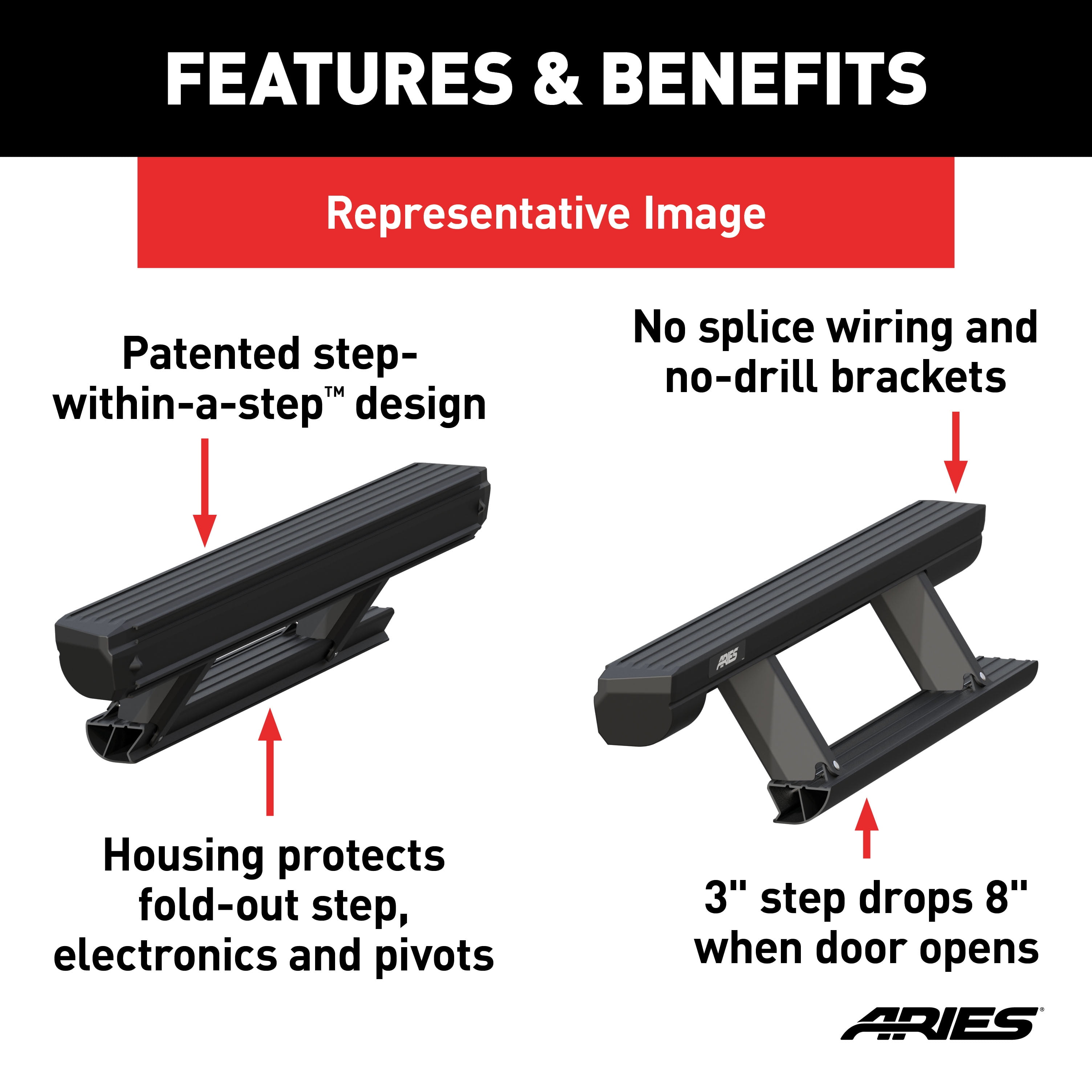 ActionTrac Powered Running Boards Fits select: 2013-2018 RAM 1500, 2009-2012 DODGE RAM 1500