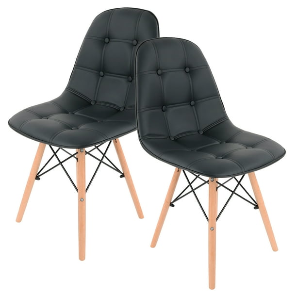 Set de sillas estilo Eames Gaon Home tapizadas en vinipiel negro