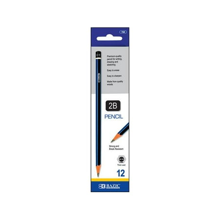 Blue Drawing Pencils - Bazic #2B Pencil Premium Writing & Drawing 12pc