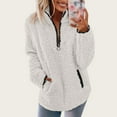 thumbnail image 2 of Womens Sherpa Pullover Half Zip Oversized Fuzzy Fleece Sweatshirts Quarter Zip Fall Winter Clothes with Pockets, 2 of 4