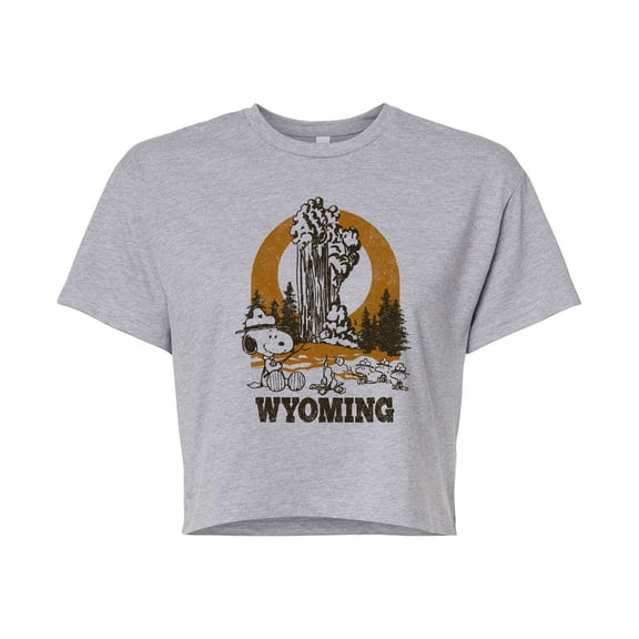 Peanuts - Snoopy Wyoming - Juniors Cropped Cotton Blend T-Shirt