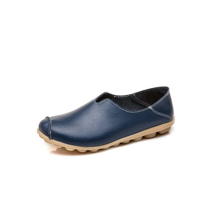 

Gomelly Ladies Work Flats Round Toe Moccasins Comfort Lightweight Leather Loafers