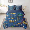 thumbnail image 2 of Manfei Cartoon Bulldozer Excavator Bedding Comforter Set 7pcs, Boys Tractors King Bedding Sets, Kids Construction Site Bed Sheets, Super Cozy Room Decor, 2 of 8