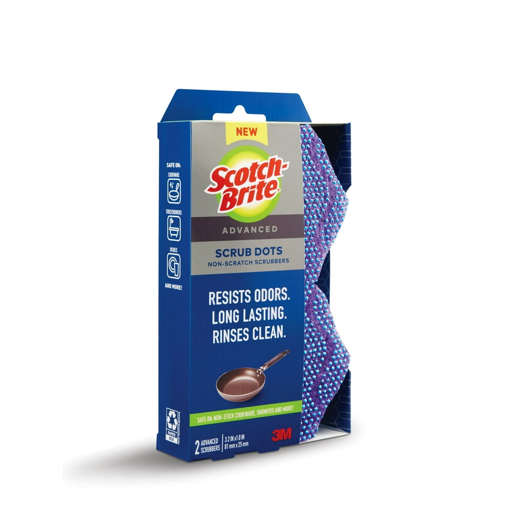 ScotchBrite Advanced Scrub Dots, NonScratch Scrubbers, 2 pack