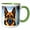 Green/White, variant on 3drose, Gorgeous German Shepherd Dog Portrait. Blue Background Digital Art, 11oz Two-tone Yellow Mug