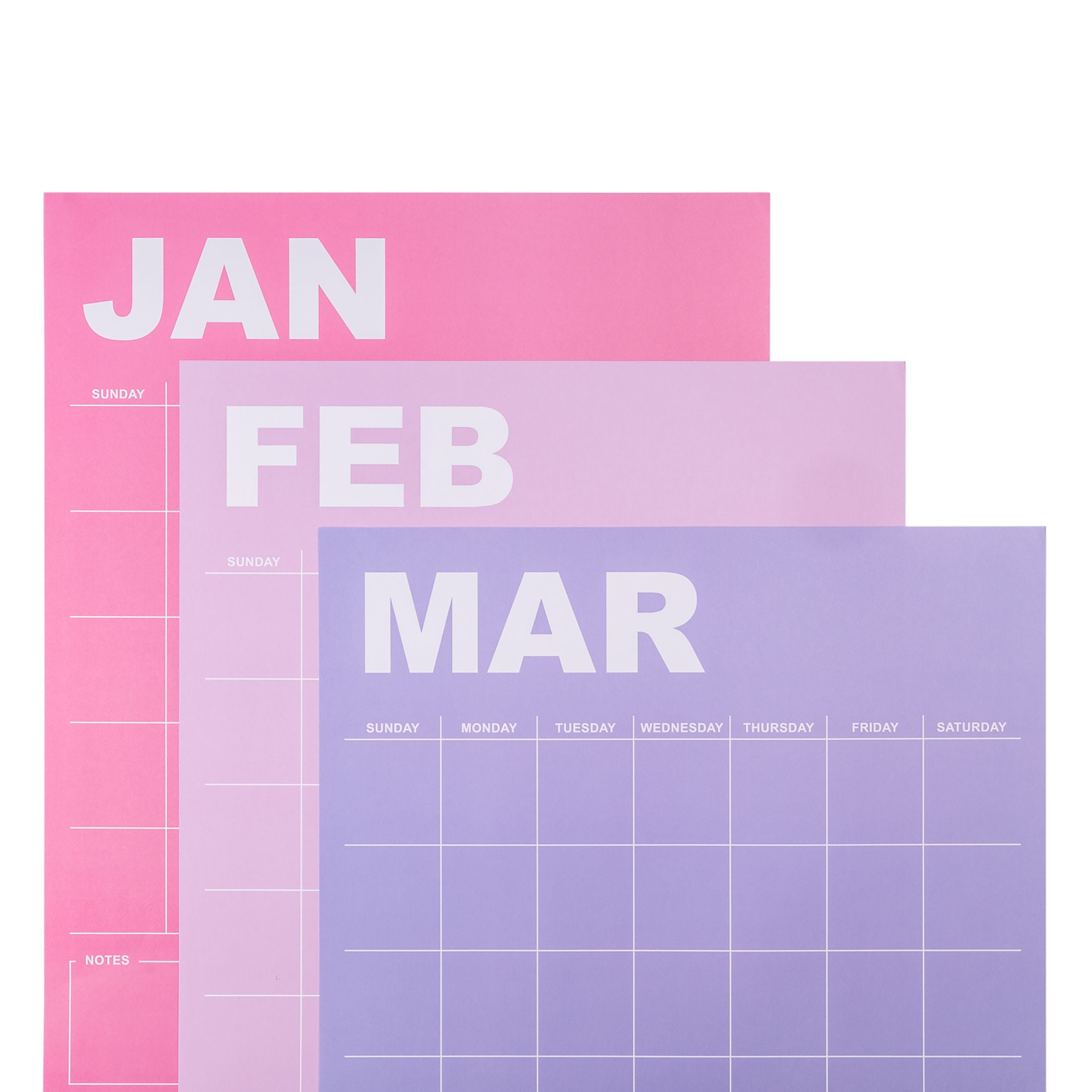 (4 pack) Pen & Gear Monthly Large (15" x 19") Rainbow Undated Calendar