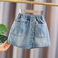 thumbnail image 5 of Liyamei Girls Stretch Denim Shorts with High Waist for Summer Play Size 6-15,Blue, 5 of 5
