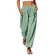 thumbnail image 3 of MLCDZ Womens Summer Striped Barrel Pants Comfy Baggy Drawstring Elastic Waist Pant with Pockets Lightweight Beach Vacation Party Lounge Trousers, 3 of 8