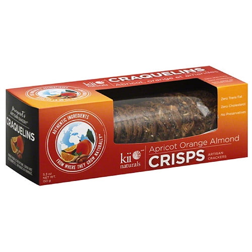 Kii Naturals Apricot Orange Almond Crisps Artisan Crackers 5 3 Oz Pack Of 12 Walmart Com Walmart Com