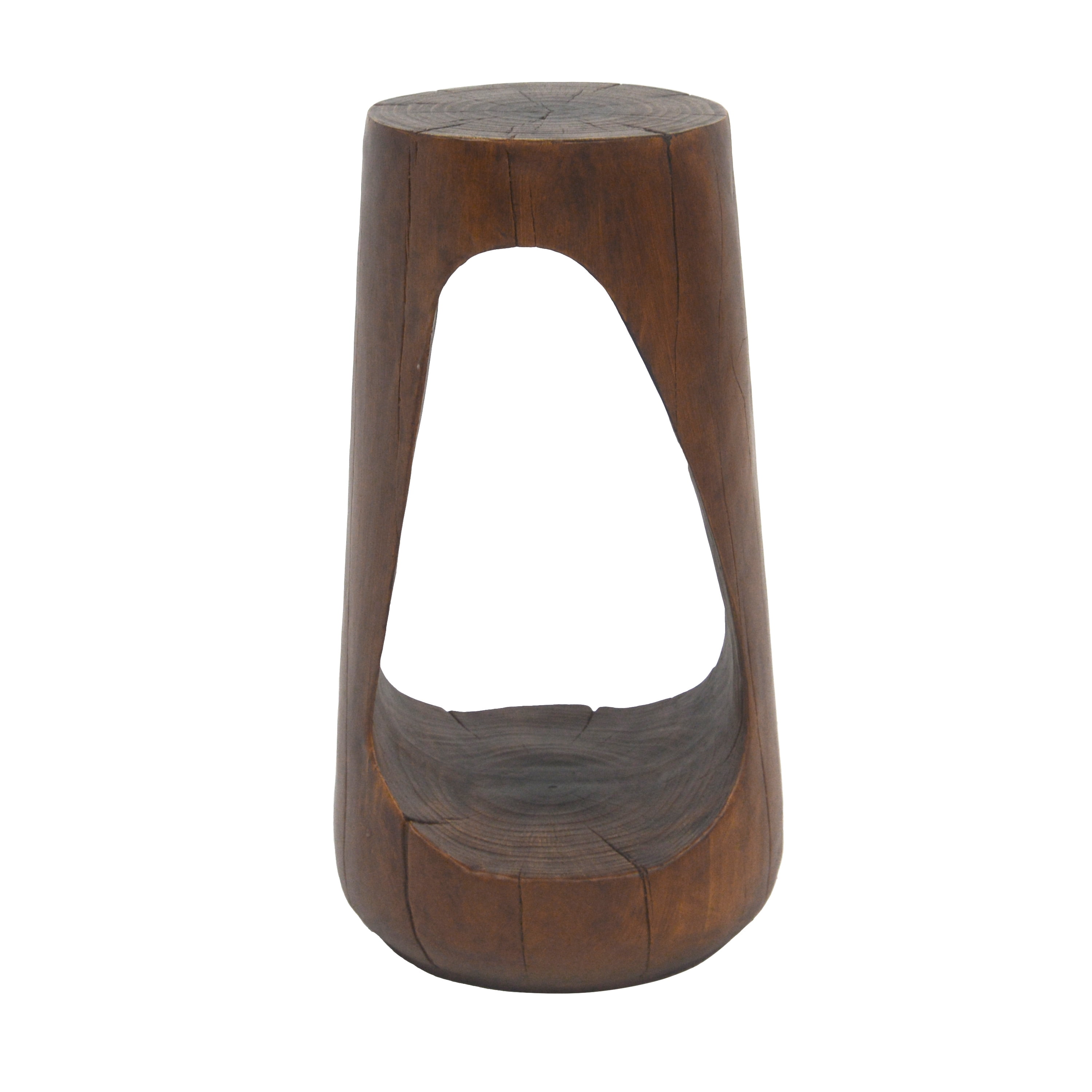 Hollow Design Side Table, Outdoor Lightweight Concrete End Table for Patio Balcony Garden, Antique Brown