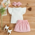 thumbnail image 5 of Baby Girl Clothes Toddler Summer Outfits Set Ruffle Sleeve T-Shirt Tops Button Shorts with Hairband 1 to 4 Years, 5 of 7