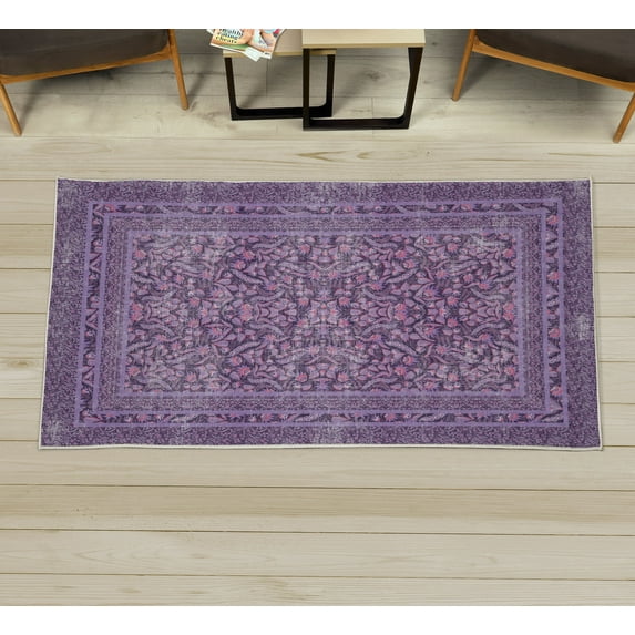 Folk Art Decorative Rug, Vintage Leaves Flowers and Ivy Branches in Nostalgic Earth Tones, Quality Carpet for Bedroom Dorm and Living Room, 6 Sizes, Pale Lilac, by Ambesonne