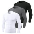 thumbnail image 1 of 3pcs Men's Athletic Long Sleeve Shirts Quick Dry Workout T-Shirt Running Tops, 1 of 6