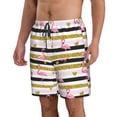 thumbnail image 2 of Naloa Gold Glittering Hearts and Flamingos Men's Beach Shorts, Surfing shorts, Swim trunks, Quick Dry Swim Trunks for Surfing Beach Fun - Small, 2 of 9