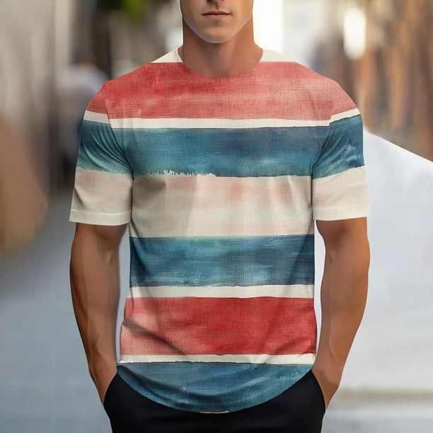 Tops para hombre, blusas y camisas de cuello redondo y manga corta para hombre, camisetas deportivas informales a la moda con estampado para hombre, blusas de cuello redondo y manga corta, blusas para