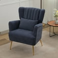 thumbnail image 5 of Fabric Accent Chair Set of 1,Mid Century Modern Armchairs with Pillow, 8.5" Thick Cushions & Gold Legs, Upholstered Comfy Living Room/Bedroom Chairs, Blue, 5 of 14