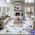thumbnail image 3 of Area Rug for Living Room, Happy Birthday Non-Slip Indoor Ex Large Carpet for Bedroom/Dining Room, Purple Dress Crown Carriage Flowers Butterfly Washable Low-Profile Floor Runner Rugs - 8 x 10 Ft, 3 of 8
