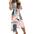 thumbnail image 1 of MAWCLOS Robe Longue pour Femme Sans Manches Robes Midi Imprimé Floral Été Plage Robe d'Été Aguichant Hawaïenne Col en V Fleur Rose TG, 1 of 2