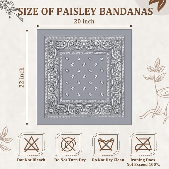 WEIFEI-12 Pack Bandanas Unisex Paisley Cowboy Bandanas Bulk Multi Purpose Headband Scarf for Men Women Costume