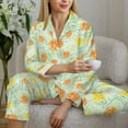thumbnail image 6 of Pofeuu Tree Palms Lemon Print Womens Pajamas Set Long Sleeve Sleepwear Button Down Nightwear Soft Pj Lounge Sets Button Down Pajamas Women-XX-Large, 6 of 7