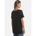 thumbnail image 3 of Women's V-Neck T-Shirt - Casual Short Sleeve Loose Fit Tee - Soft Comfortable Basic Top, 3 of 6
