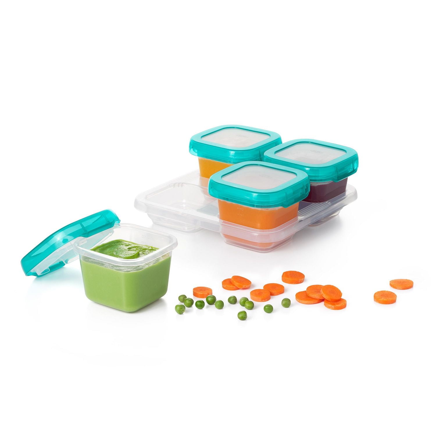 OXO Tot - Baby Blocks - Contenants - Étanches à l'Air, Étanches à l'Eau, Anti-Fuites - Couvercles & Contenants Transparents - Graduations de Mesure - Plateaux de Congélation Empilables - Rangement Sécuritaire pour des Sorties Sans Déversements - - pour I