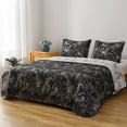thumbnail image 3 of Quilt Set 100% Microfiber, White Black Marble Simple Fashion Style Bedspread 3-Piece Ultra Soft and Easy Care, 3 of 8