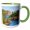 Green/White, variant on 3drose, Minnesota, Lake Superior North Shore. Split Rock Lighthouse Landscape, 11oz Two-tone Green Mug