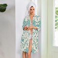 thumbnail image 5 of Zipper Lightweight Robes for Women Soft Womens Bathrobe Zip Up Front 3/4 Sleeve Knee Length Vintage Floral Print Trendy Sleepwear Nightgown with Pockets Green S, 5 of 7