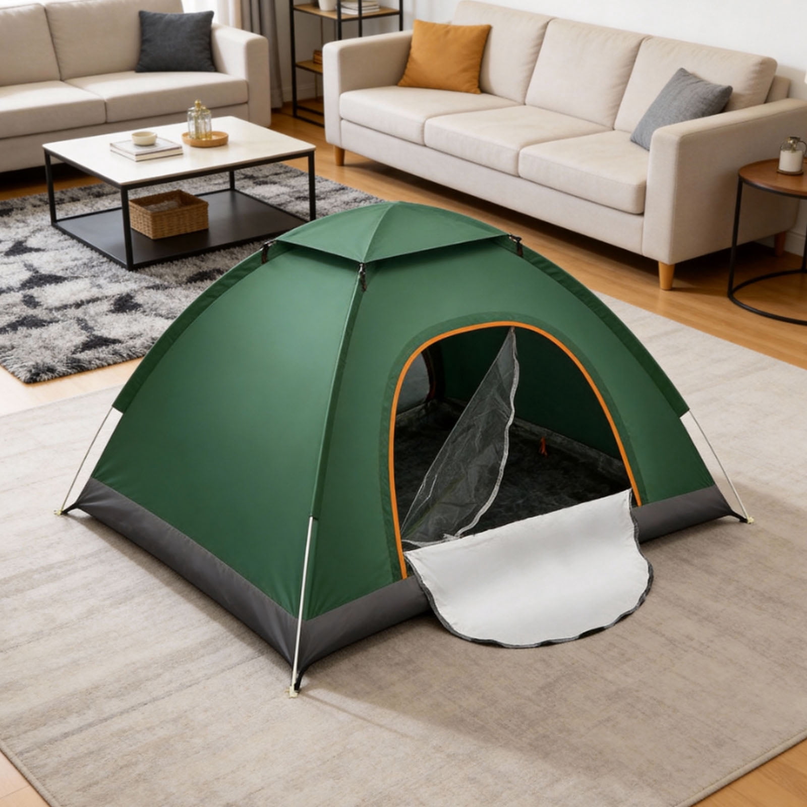 Outdoor Camping Tent, 1-2 Person Folding Pop up Tent, Easy Setup & UV Protection, Waterproof Lightweight Backpacking Dome Tents for Family, Hiking, Outdoor, Travel, Picnic, Green