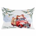Christmas Car Throw Pillow Cover,Winter Green Pine Trees Star Ball