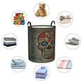 thumbnail image 6 of XMXY Round Laundry Basket Organizer, Flower Skull Death Skeleton Waterproof Collapsible Dirty Clothes Basket Laundry Hamper, Small Size, 6 of 8