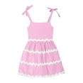 thumbnail image 4 of eczipvz Girl's Easter Dress Summer Dresses Smocked Flutter Sleeve A-Line Sundresses Swing Mini Casual Party Dresses Size 3-14 Years Pink,7-8 Years, 4 of 4
