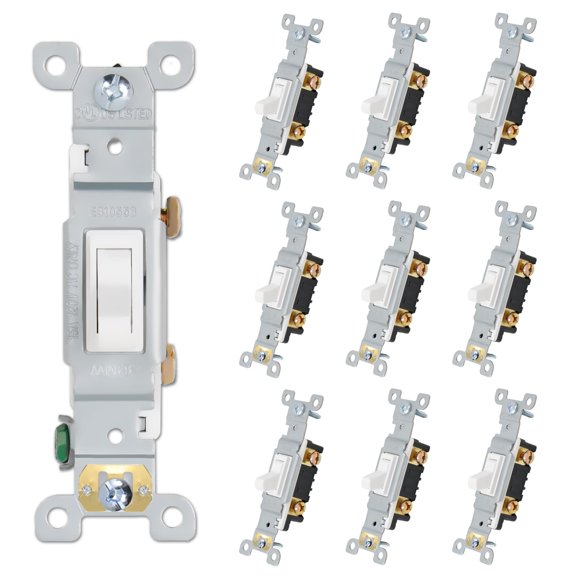 Interruptor de luz con palanca ThUnderway, silencioso, 15 A, 120 V AC, paquete de 10