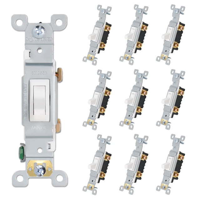 Interruptor de luz con palanca ThUnderway, silencioso, 15 A, 120 V AC, paquete de 10