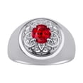 thumbnail image 1 of RYLOS Men's Rings Sterling Silver Designer Gypsy 7MM Round Gemstone & Diamond Ring Ruby July Birthstone Rings Size 8, 1 of 6