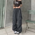 thumbnail image 4 of Timegard Cargo Pants for Women Elastic High Waist Baggy Streetwear Fall Casual Trousers with Pockets, 4 of 9