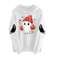 thumbnail image 4 of qolati Halloween Hoodie for Women Ghost Pumpkin Graphic Spooky Long Sleeve Pullover Sweater Cute Fall Oversized Fleece Lined Hooded Tops White M, 4 of 6