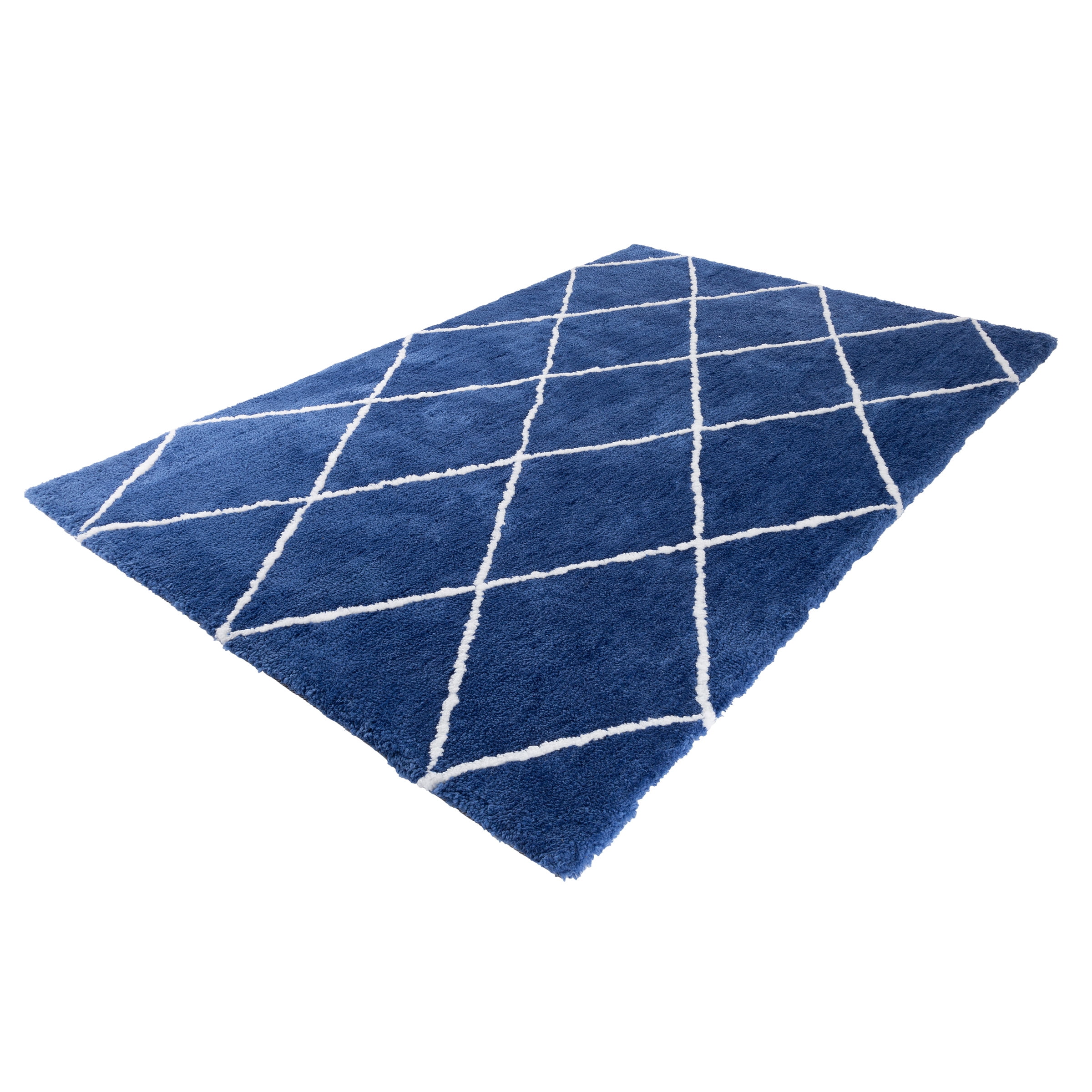 Diamond Shag Area Rug- Plush Navy & Ivory Pattern Carpet for Home, Living Room & Office by Somerset Home (8’x10’)