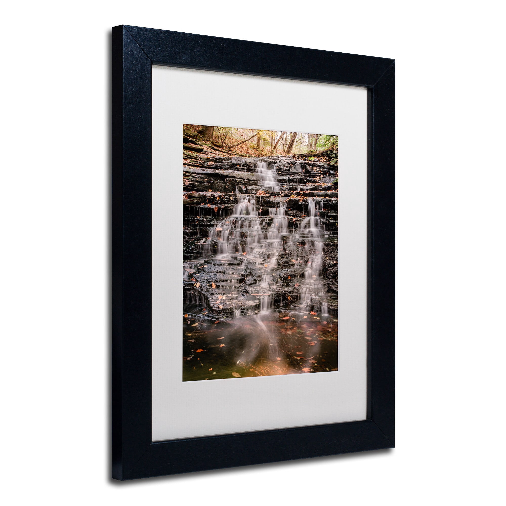 Trademark Fine Art "Hidden Falls" Canvas Art by Jason Shaffer, White Matte, Black Frame