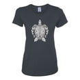 thumbnail image 2 of Black and White Mosaic Retro Mandala Turtle Animal Lover Womens Graphic T-Shirt, Charcoal, X-Large, 2 of 4