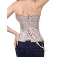 thumbnail image 4 of LELINTA Fashion Women's Lace Up Boned Sexy Overbust Corset Bustier Plus Size Bodyshaper Top with G-String Beige Size S-6XL, 4 of 7