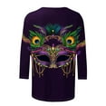 thumbnail image 5 of QATAINLAV Mardi Gras Shirts for Women Carnival Party Tunic Blouses 3/4 Sleeve 3D Print Casual Fashion Shirts Tops Multicolor L, 5 of 6
