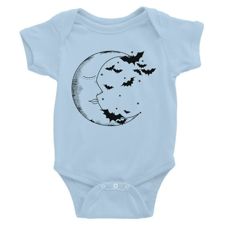 

Moon And Bats Baby Bodysuit Gift Sky Blue