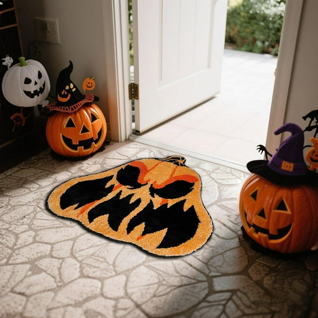 Halloween Bath Mat Carpet - Cute Rug for Shower Water Absorbent Soft Area Mat Washable Decorative Bathroom Rugs for Bedroom and Bathtub - Funny Soft Area Rug