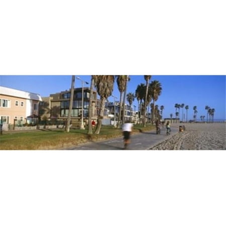 People Riding Bicycles Near A Beach Venice Beach City of Los Angeles California USA Poster Print - 18 x 6