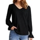 thumbnail image 2 of Camisa de Larga para Mujer, Moda de Otoño, Color Liso, Cuello en V, Camiseta de Larga. Negro L, 2 of 6